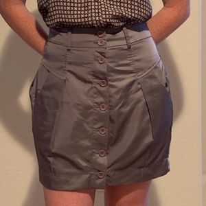 Army Green button up high waist skirt